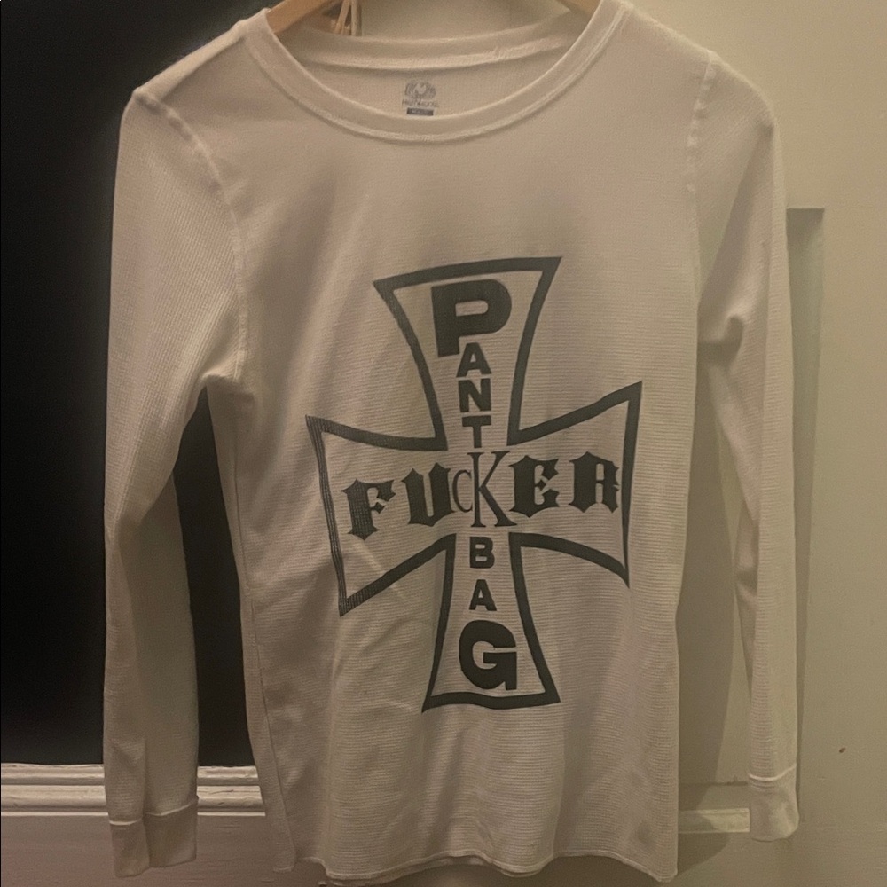 Y2K white long sleeve cross shirt